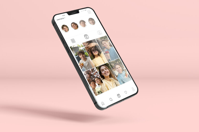 cellphone showing an instagram profile