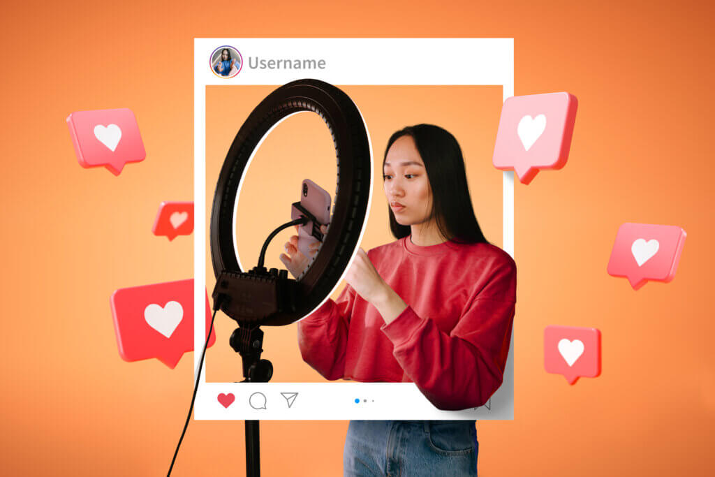 Influenciador publicando conteúdo nas redes sociais