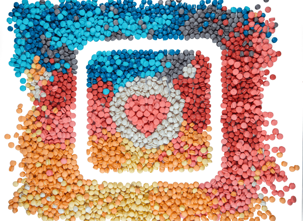 instagram type logo made from bulets