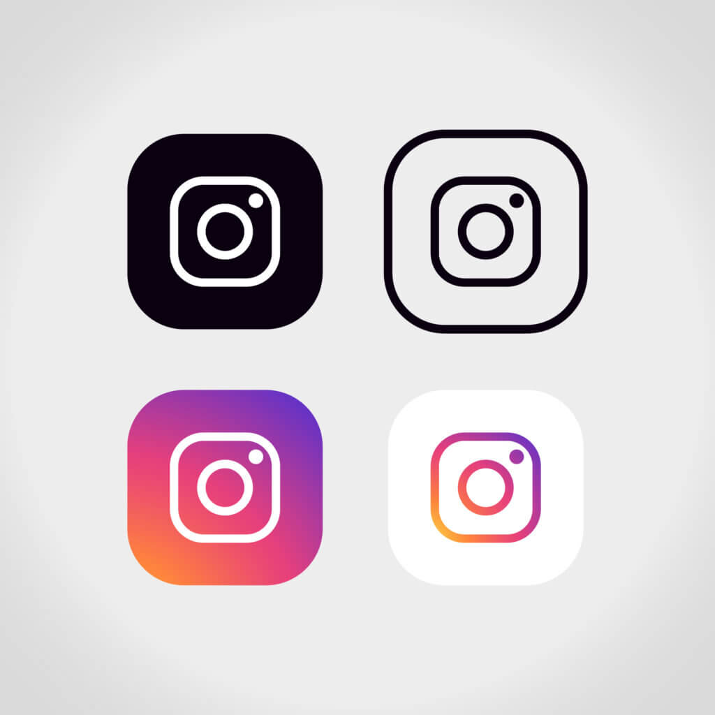 instagram logo in different colors